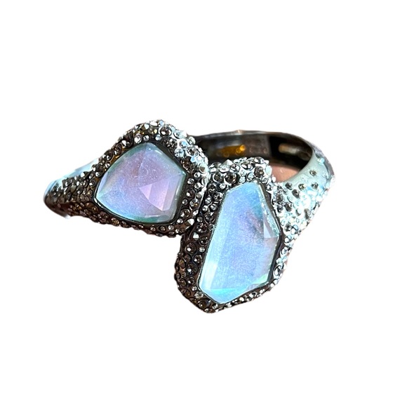 NWT- Alexis Bittar Silver Moonstone Cuff Clamp Bangle - Picture 1 of 15